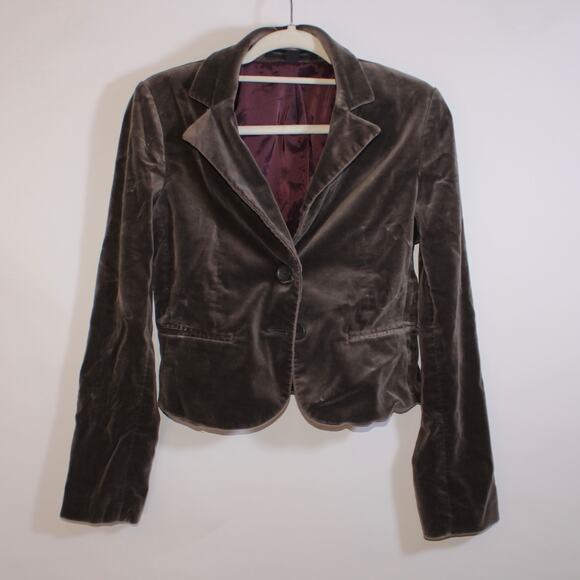 Express Design Studio Gray Velvet Button Up Blazer Size 6 - Picture 1 of 4